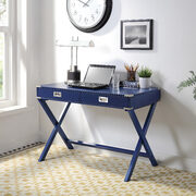 Navy blue finish rectangular top and x-base writing desk main photo