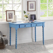 Blue finish wooden frame with ornate carvings writing desk main photo