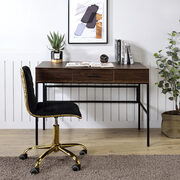 Oak top & black finish base industrial design desk main photo