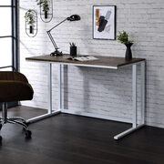 Walnut top & white finish metal open base desk w/ usb port main photo