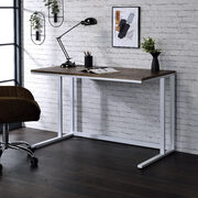 Walnut top & white finish metal open base desk w/ usb port