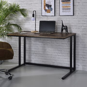 Walnut top & black finish metal open base desk w/ usb port main photo