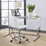 Clear top & chrome finish metal open base desk w/ usb port main photo