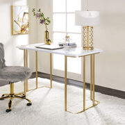 White rectangle top and clean-lined metal sled base writing desk