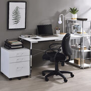 White top & chrome finish base writing desk main photo