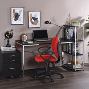 Black top & chrome finish base modern design desk main photo
