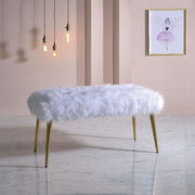 White faux fur & gold bench in glam style main photo