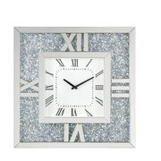 Mirrored & faux diamonds square shape wall clock main photo