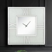 Mirrored & faux diamonds square shape wall clock w/ led main photo