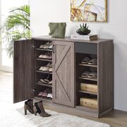 Rustic gray oak finish shoe cabinet