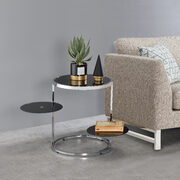 Black top & chrome finish base with swivel shelf design accent table main photo