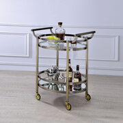 Brushed bronze & clear glass serving cart main photo