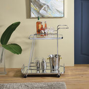Clear glass & chrome finish clean-lined metal frame serving cart main photo