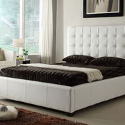 Modern white leather full bed w/ storage main photo