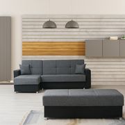 Two-toned gray / black small reversible storage sofa main photo