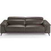 Brown leather sofa w/ adjustable headrests main photo