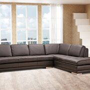 Italian full leather dark chocolate sectional sofa main photo