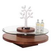 Rotating glass round low-profile coffee table main photo