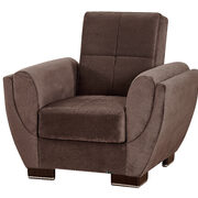 Brown microfiber sleeper chair w/ storage main photo