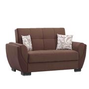 Brown microfiber sleeper loveseat w/ storage