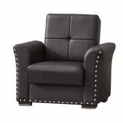 Black pu leather chair w/ storage main photo