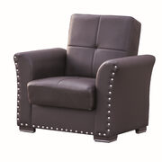 Brown pu leather chair with storage