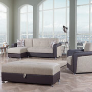 Reversilble two-toned brown fabric / brown pu sectional
