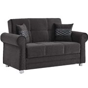 Casual microfiber rolled arms black microfiber loveseat