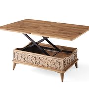 Neutral wood lift top traditional style cocktail table main photo