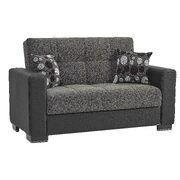 Gray microfiber / black pu leather loveseat w/ storage