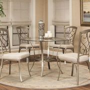 Round bevelled glass top dining 5pcs set main photo