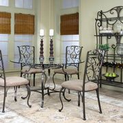 5pcs crafted round glass top table set main photo