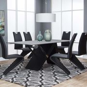 Rectangular gray stone/glass modern dining table set main photo