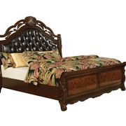 Traditional carved wood king bed in dark burl main photo