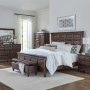 Weathered burnished brown finish queen bed