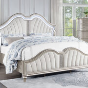 Tufted upholstered platform eastern king bed ivory and silver oak main photo