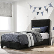 Casual black upholstered twin bed main photo