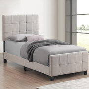 Beige fabric upholstery twin bed main photo