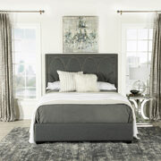 Charcoal linen-like fabric queen bed main photo