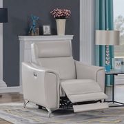 Power recliner chair in gray leather / pvc main photo