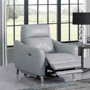 Light gray performance leatherette upholstery power recliner chair main photo