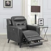 Power recliner in black leather / pvc main photo