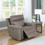 Power2 glider recliner in taupe suede fabric main photo
