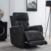 Power3 recliner upholstered in charcoal top grain leather main photo