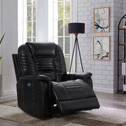 Power recliner upholstered in black top grain leather main photo
