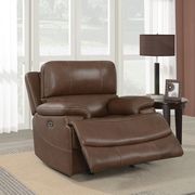 Chocolate brown top grain leather power2 recliner chair main photo