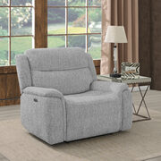 Power2 recliner upholstered in plush gray performance-grade velvet main photo