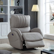Power3 recliner upholstered in light gray top grain leather main photo