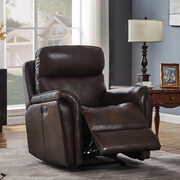 Power3 glider recliner upholstered in dark brown top grain leather main photo
