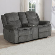 Power loveseat upholstered in charcoal performance grade chenille main photo
